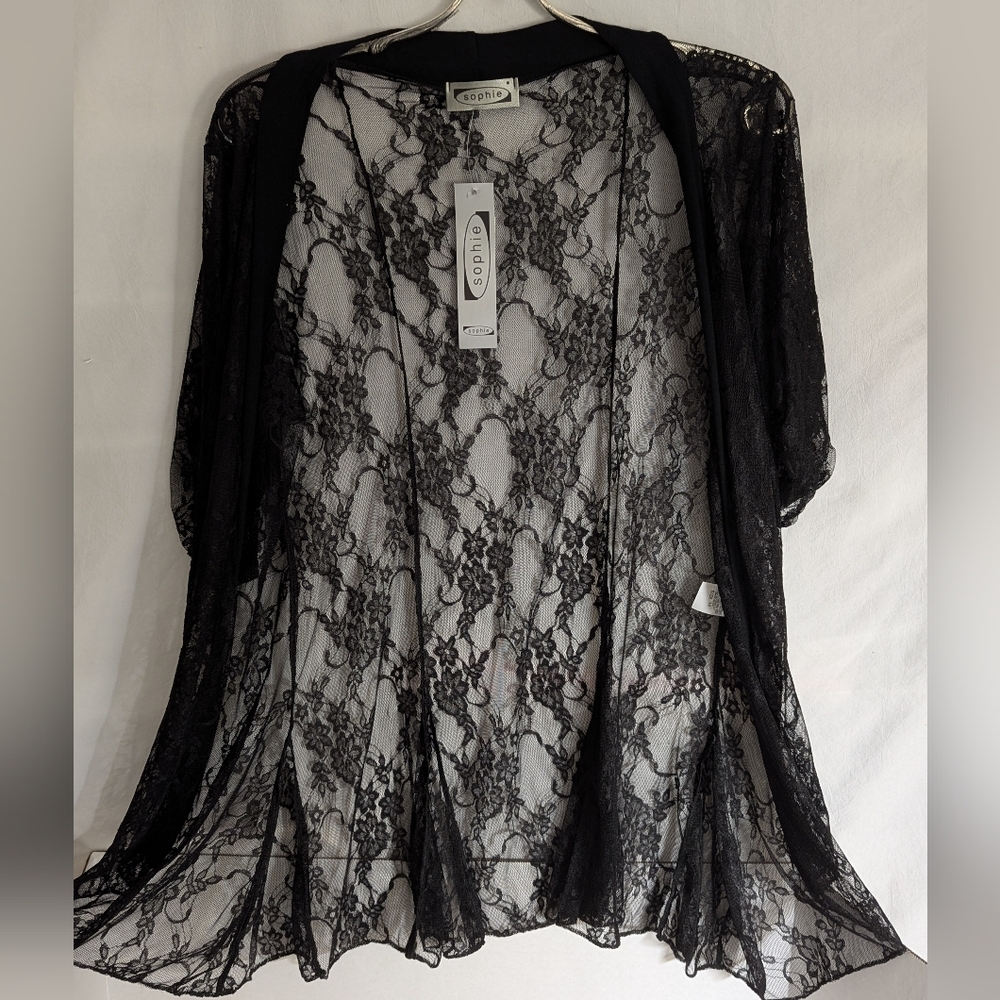 Sophie Black Lace Duster Sz 14 New